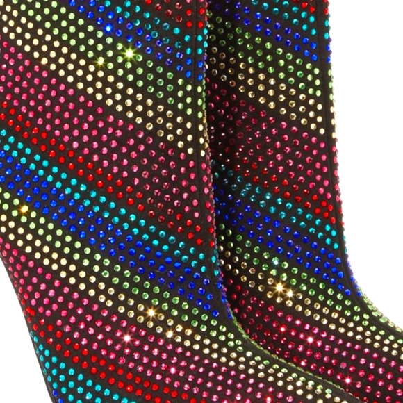 AMES Rainbow Sparkle Bling Stiletto Ankle Boots, multi-color, Sz. 9.5 - Picture 8 of 8